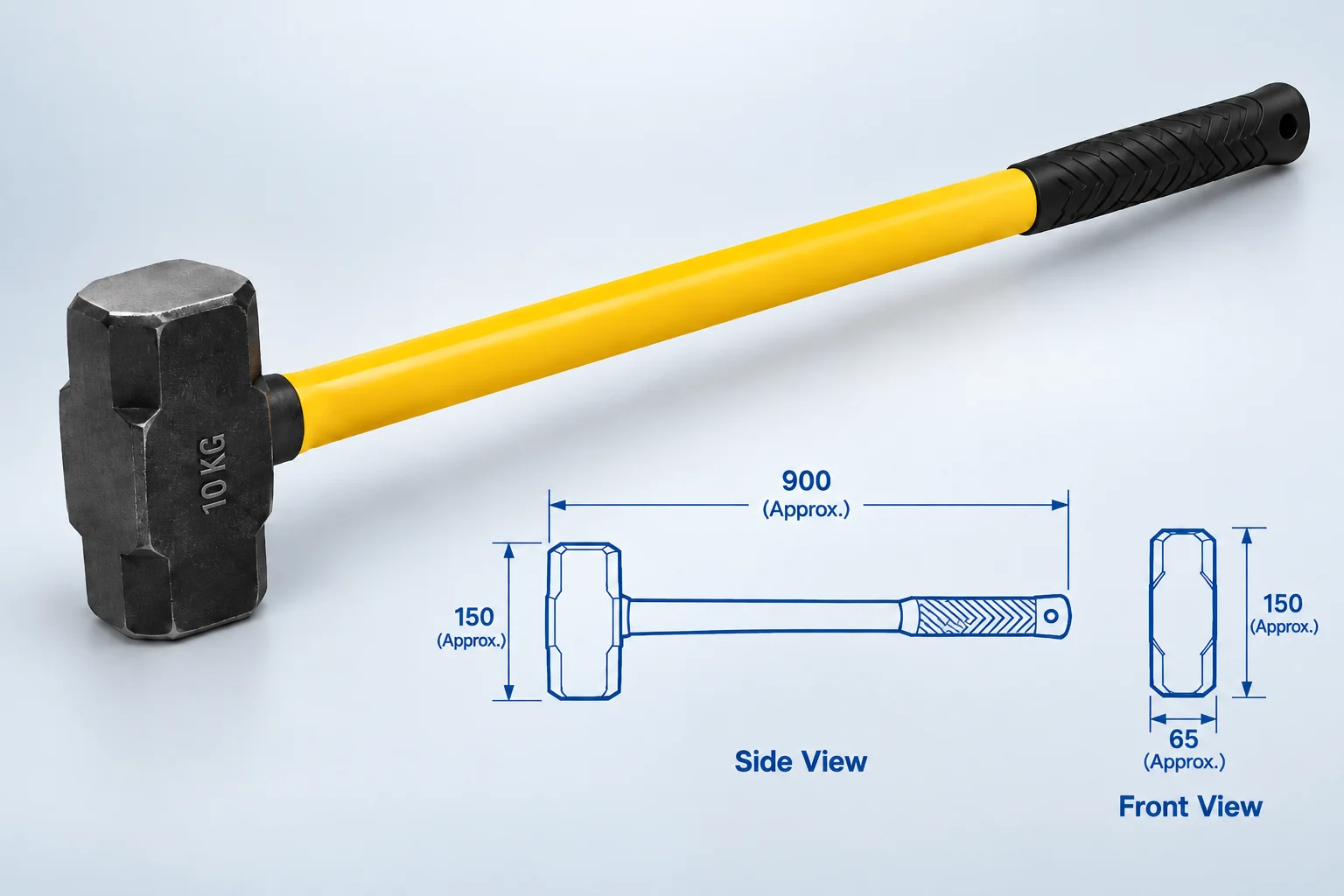 Sledge Hammer (10 kg) for Heavy-duty striking, demolition, construction and industrial work